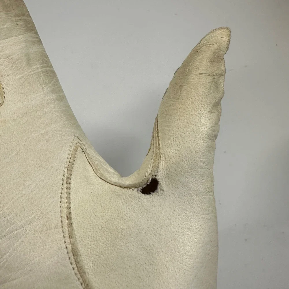 Macy's Marchioness Gloves Ivory Washable Leather Made in Italy Bow Womens Size 7